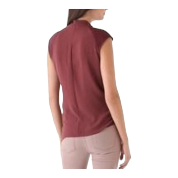 Helmut Lang silk chiffon and goat leather layered top size M in burgundy - Picture 3 of 8